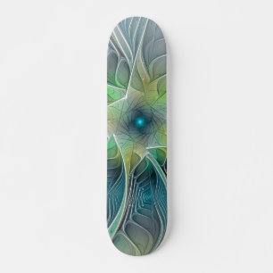 Vlaanderen Fantasy Modern Blue Green Fractal Flowe Persoonlijk Skateboard