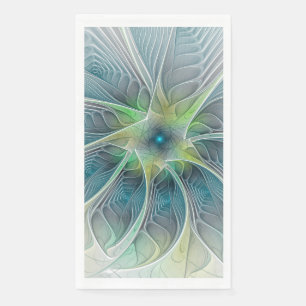 Vlaanderen Fantasy Modern Blue Green Fractal Flowe Servet