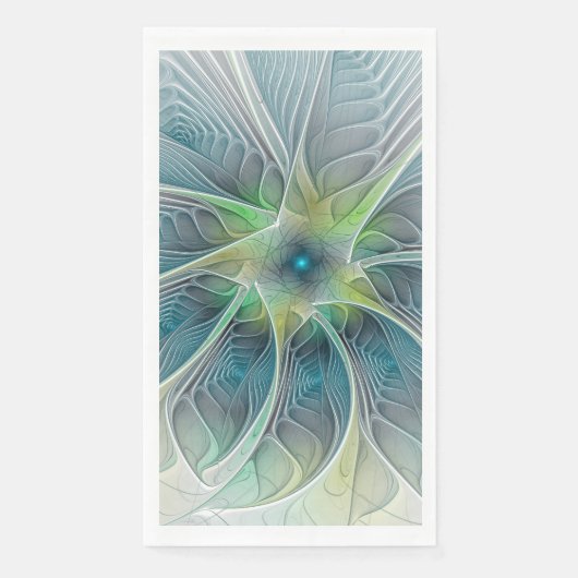 Vlaanderen Fantasy Modern Blue Green Fractal Flowe Servet (Voorkant)