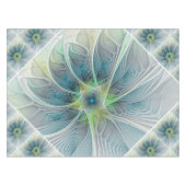 Vlaanderen Fantasy Modern Blue Green Fractal Flowe Tafelkleed (Voorkant (Horizontaal))