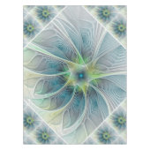Vlaanderen Fantasy Modern Blue Green Fractal Flowe Tafelkleed (Voorkant)