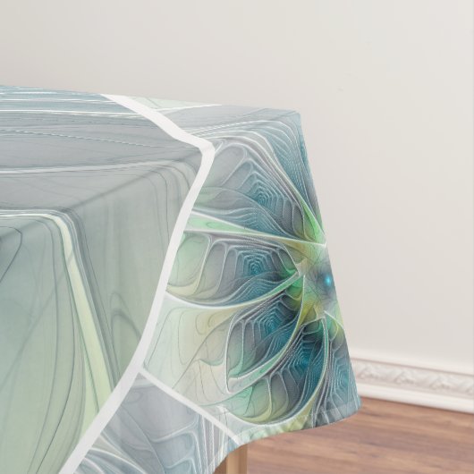 Vlaanderen Fantasy Modern Blue Green Fractal Flowe Tafelkleed (Voorbeeld)
