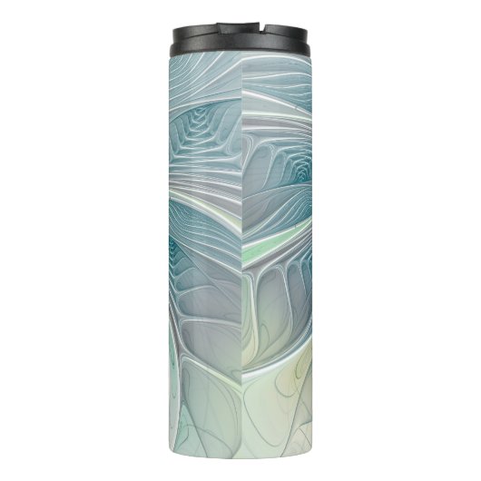 Vlaanderen Fantasy Modern Blue Green Fractal Flowe Thermosbeker (Achterkant)