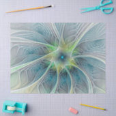 Vlaanderen Fantasy Modern Blue Green Fractal Flowe Tissuepapier (Craft)