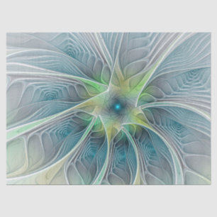 Vlaanderen Fantasy Modern Blue Green Fractal Flowe Tissuepapier