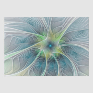 Vlaanderen Fantasy Modern Blue Green Fractal Flowe Tissuepapier