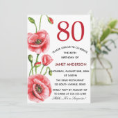 Vlaanderen papaver Waterverf 80e verjaardag Kaart (Staand voorkant)