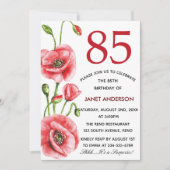 Vlaanderen papaver Waterverf 85th Birthday Party Kaart (Voorkant)