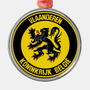 Vlaanderen Rond Embleem Metalen Ornament
