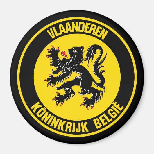 Vlaanderen Round Emblem Magneet (Voorkant)