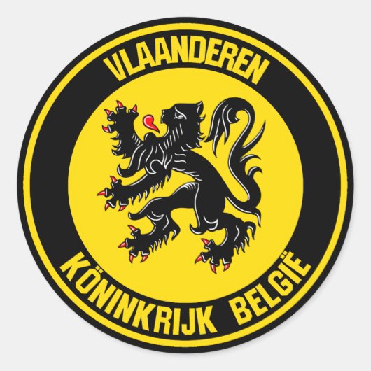 Vlaanderen Round Emblem Ronde Sticker (Voorkant)