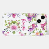 Vlaanroze Paarse Elegant Floral Waterverf Case-Mate iPhone Case (Achterkant (horizontaal))