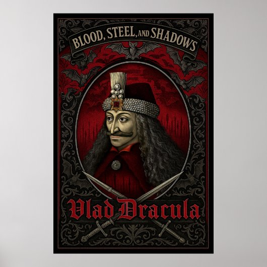 Vlad Dracula Poster – Bloed, staal en schaduwen (Voorkant)