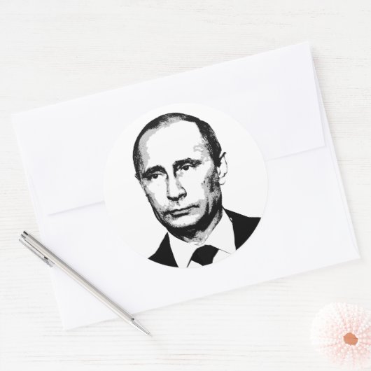 Vlad Poetin Ronde Sticker (Envelop)