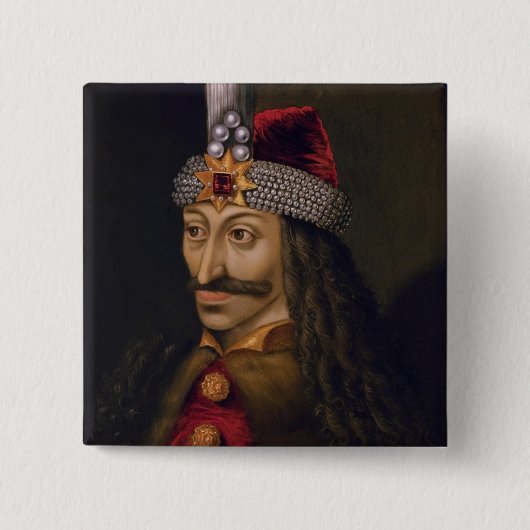 Vlad Tepes Dracula Impaler Voivode van Wallachia Vierkante Button 5,1 Cm (Voorkant)