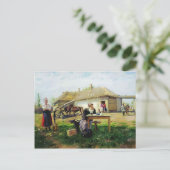 Vladimir Makovsky - Aankomst van een schoolmistres Briefkaart (Staand voorkant)