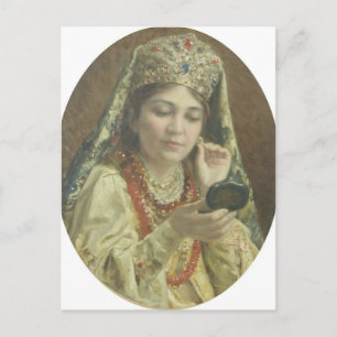 Vladimir Makovsky-Young Lady die naar een spiegel Briefkaart