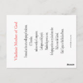 Vladimir Moeder van God Prayer Card Briefkaart (Achterkant)