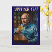 Vladimir Putin Happy New Year Card Russian Kaart (Gele Bloem)