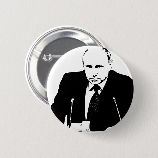 VLADIMIR PUTIN PIN BACK BADGE RONDE BUTTON 5,7 CM (Voorkant /achterkant)
