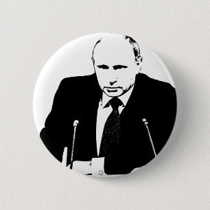 VLADIMIR PUTIN PIN BACK BADGE RONDE BUTTON 5,7 CM