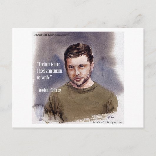 Vladimir Zelensky & Ammunitie Quote Briefkaart (Voorkant)