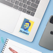 Vladimir Zelensky - Ik sta achter Oekraïne Sticker (Laptop met iPhone)
