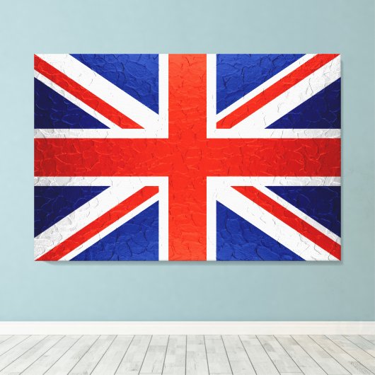 Vlag 2 Verenigd Koninkrijk Canvas Afdruk (Insitu (Houten vloer))