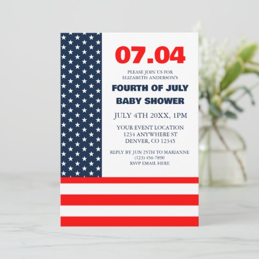 Vlag 4 juli Baby shower voor sterren en strips Kaart (Staand voorkant)