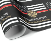 Vlag Afstuderen brandweerkorps van de brandweeraca Cadeaupapier (Rol Hoek)