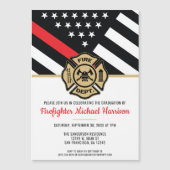 Vlag Afstuderen brandweerkorps van de brandweeraca Magnetische Uitnodiging (Voorkant)