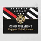 Vlag Afstuderen brandweerkorps van de brandweeraca Uitnodiging Briefkaart (Voorkant)