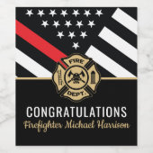 Vlag Afstuderen brandweerkorps van de brandweeraca Wijn Etiket (Enkel label)