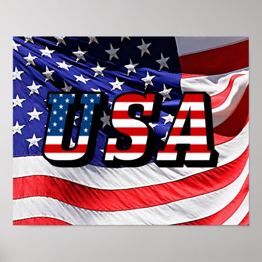 Vlag Amerika Rood Blauw Blauw Poster (Voorkant)