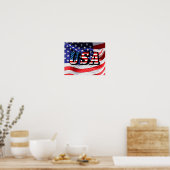 Vlag Amerika Rood Blauw Blauw Poster (Keuken)