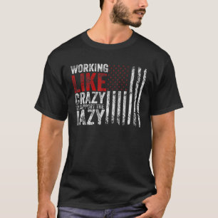 Vlag Amerika werkt als gek om steun te verlenen T-shirt
