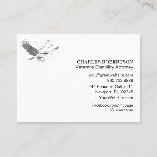 *~* Vlag Amerikaan Eagle Grey Grey in Black Visitekaartje (Achterkant)