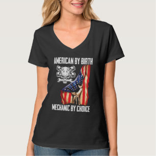 Vlag Amerikaan op 4 juli door geboortemechanisme v T-shirt