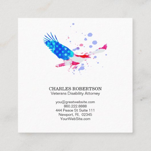 ** Vlag Amerikaanse adelaar USA Red White Blue Vierkante Visitekaartje (Achterkant)