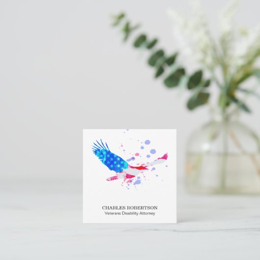 ** Vlag Amerikaanse adelaar USA Red White Blue Vierkante Visitekaartje (Staand voorkant)