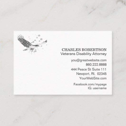 *~* Vlag Amerikaanse adelgrijs op zwarte VS Visitekaartje (Achterkant)