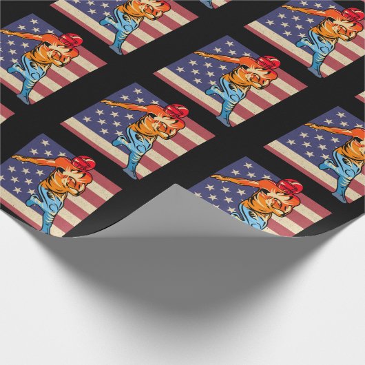 Vlag-Amerikaanse Football Retro Ball Sports Lover Cadeaupapier (Hoek)