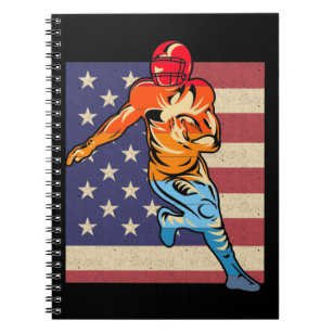 Vlag-Amerikaanse Football Retro Ball Sports Lover Notitieboek