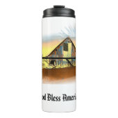 *~* Vlag Amerikaanse Houten Schuur GOD ZEGEN AMERI Thermosbeker (Voorkant)