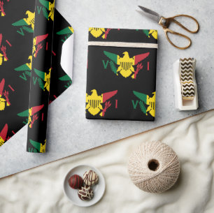 Vlag Amerikaanse Maagdeneilanden   Groen rood geel Cadeaupapier