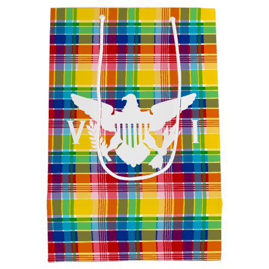 Vlag Amerikaanse Maagdeneilanden, Madras Medium Cadeauzakje (Achterkant)