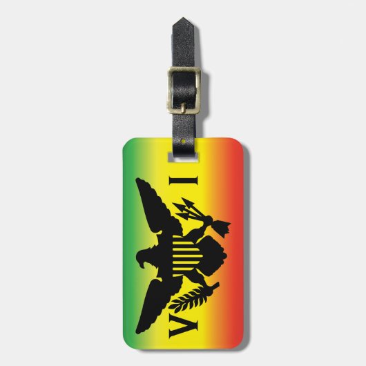 Vlag Amerikaanse Maagdeneilanden, Rasta, groen roo Bagagelabel (Voorkant verticaal)
