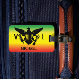 Vlag Amerikaanse Maagdeneilanden, Rasta, groen roo Bagagelabel