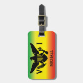 Vlag Amerikaanse Maagdeneilanden, Rasta, groen roo Bagagelabel (Voorkant verticaal)