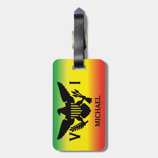 Vlag Amerikaanse Maagdeneilanden, Rasta, groen roo Bagagelabel (Achterkant verticaal)